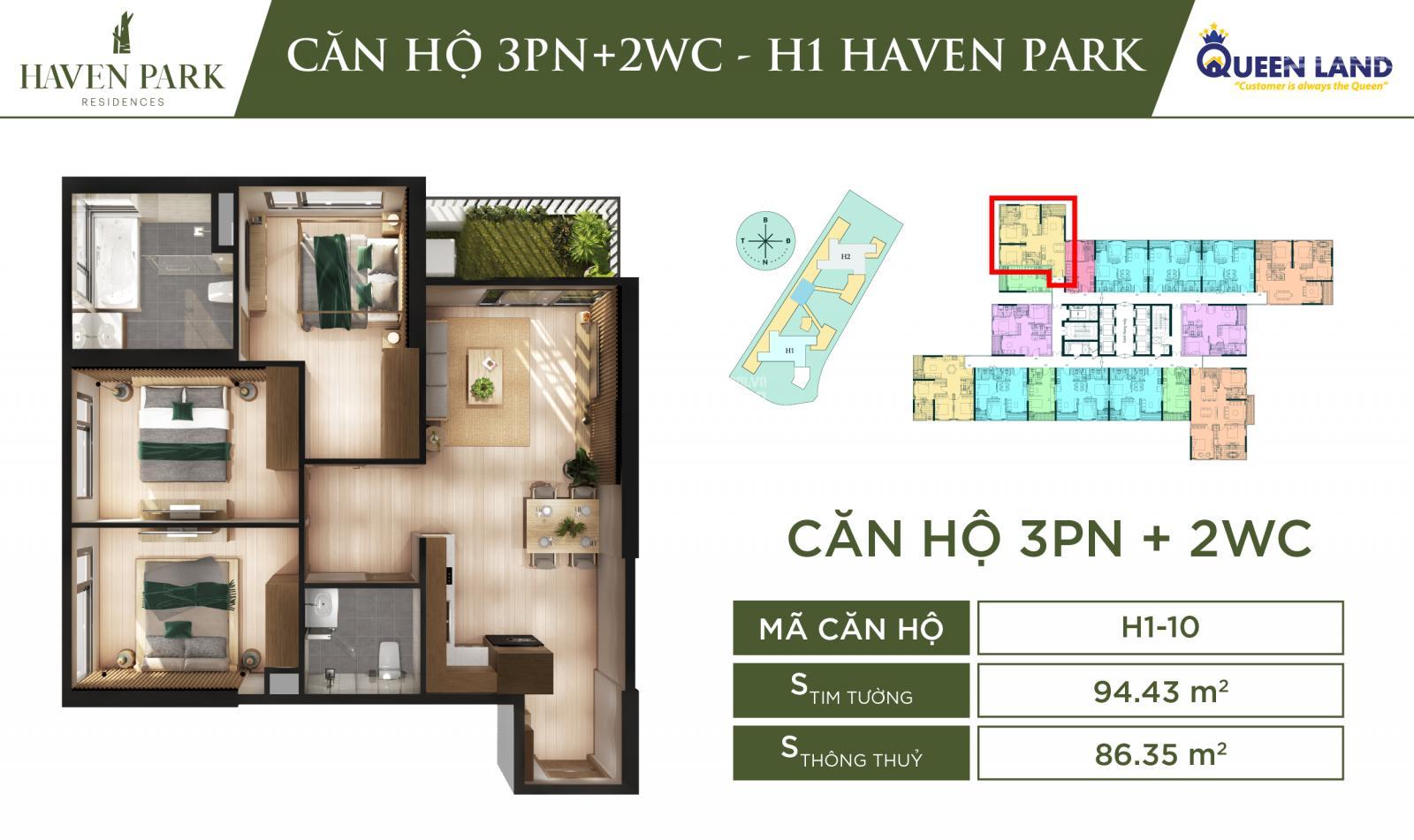 CĂN HỘ 3PN TIÊU CHUẨN 5* DỰ ÁN HAVEN PARK - BALI TRONG LÒNG ECOPARK