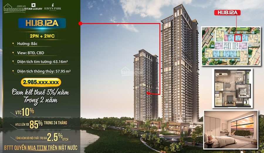 Cần bán nhanh căn hộ 2PN dự án chung cư Haven Park KĐT Ecopark giá chỉ 2.985 tỷ