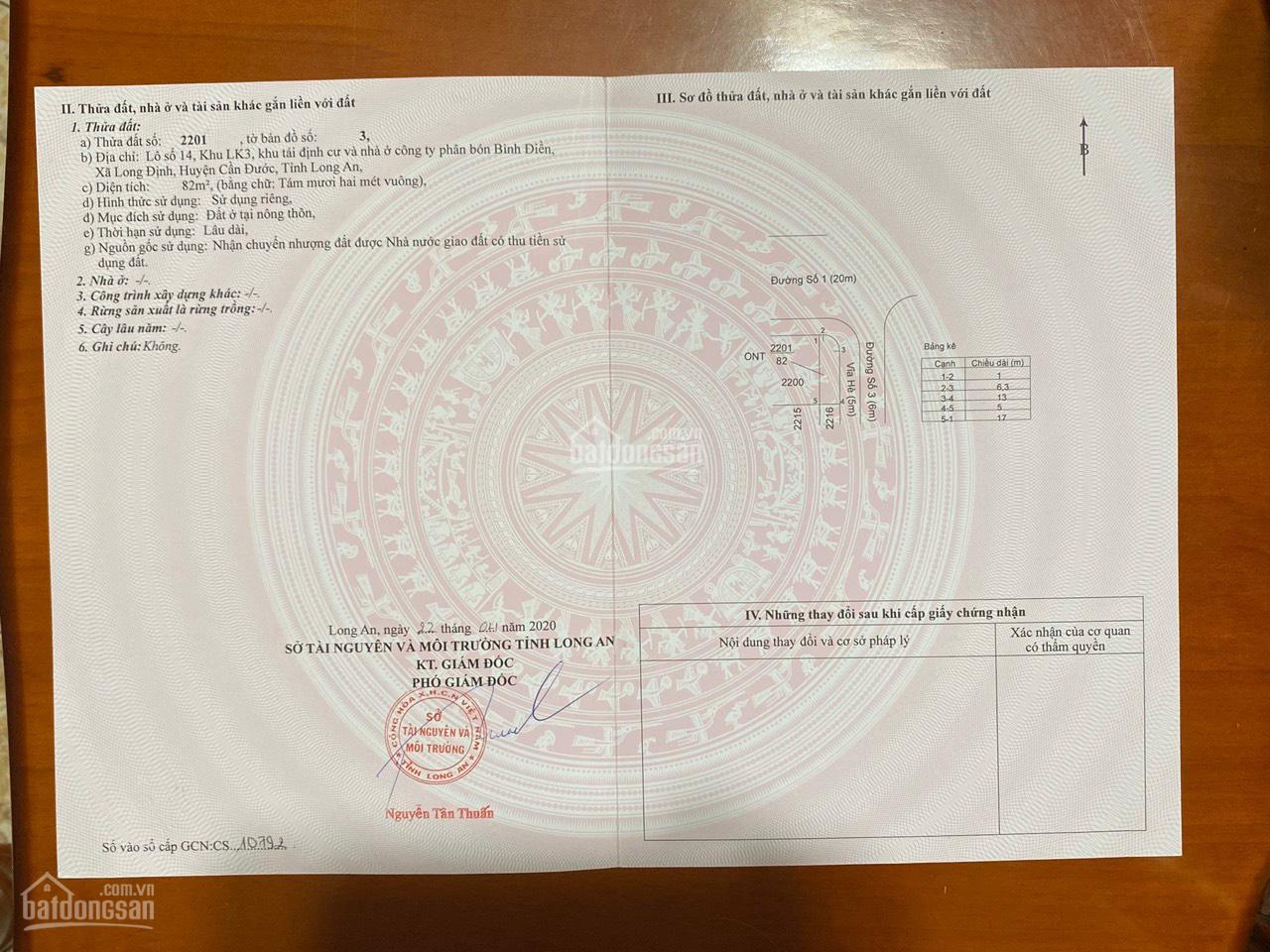 bán đất nền cần đước, dự án KDC tái định cư Cty Bình Điền mặt tiền TL 833B